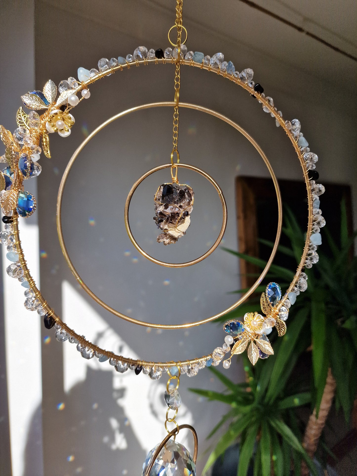 Crystal floral suncatcher smokey quartz - Vesemir