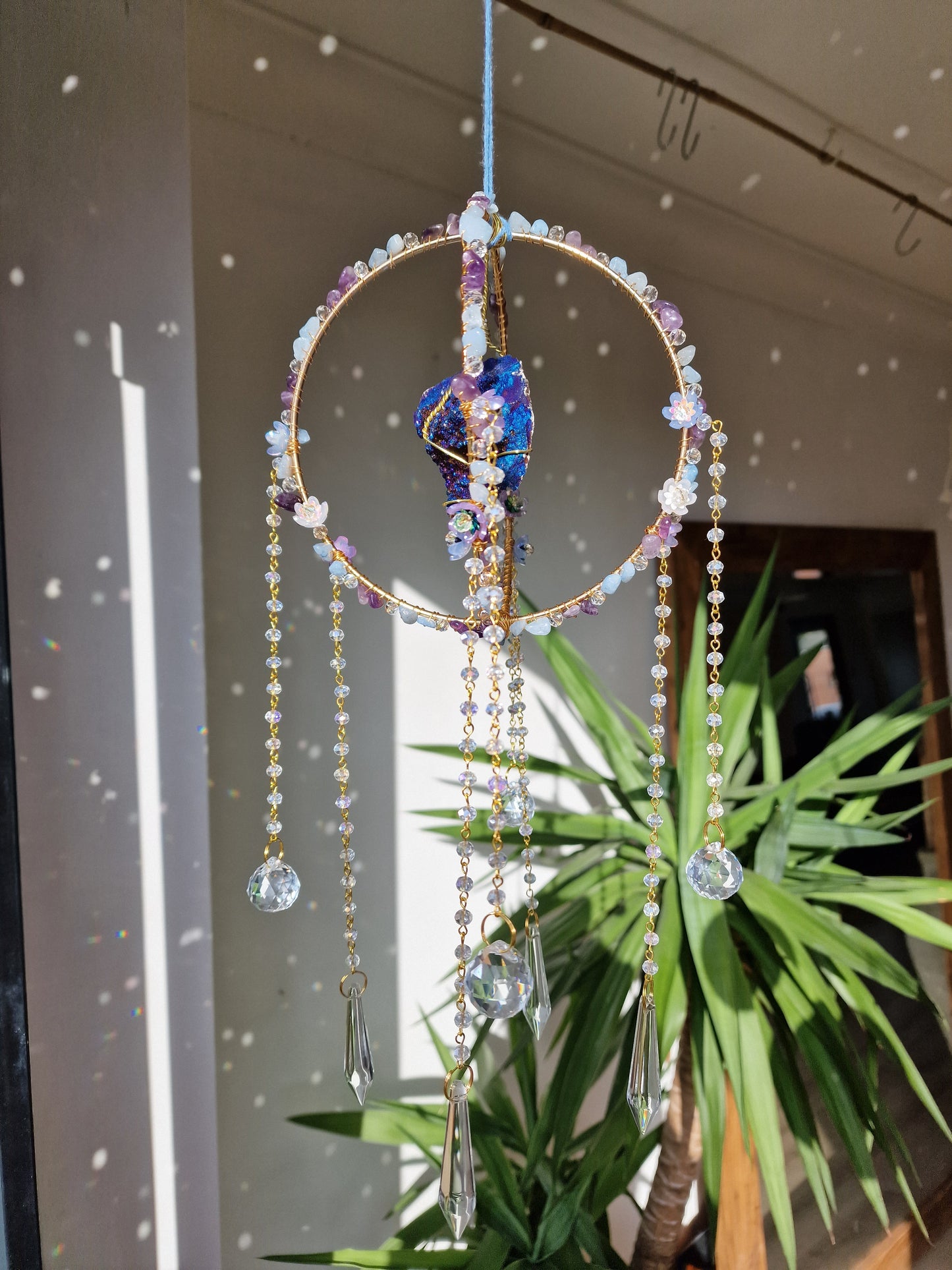 Crystal suncatcher with aura crystal - Twilight