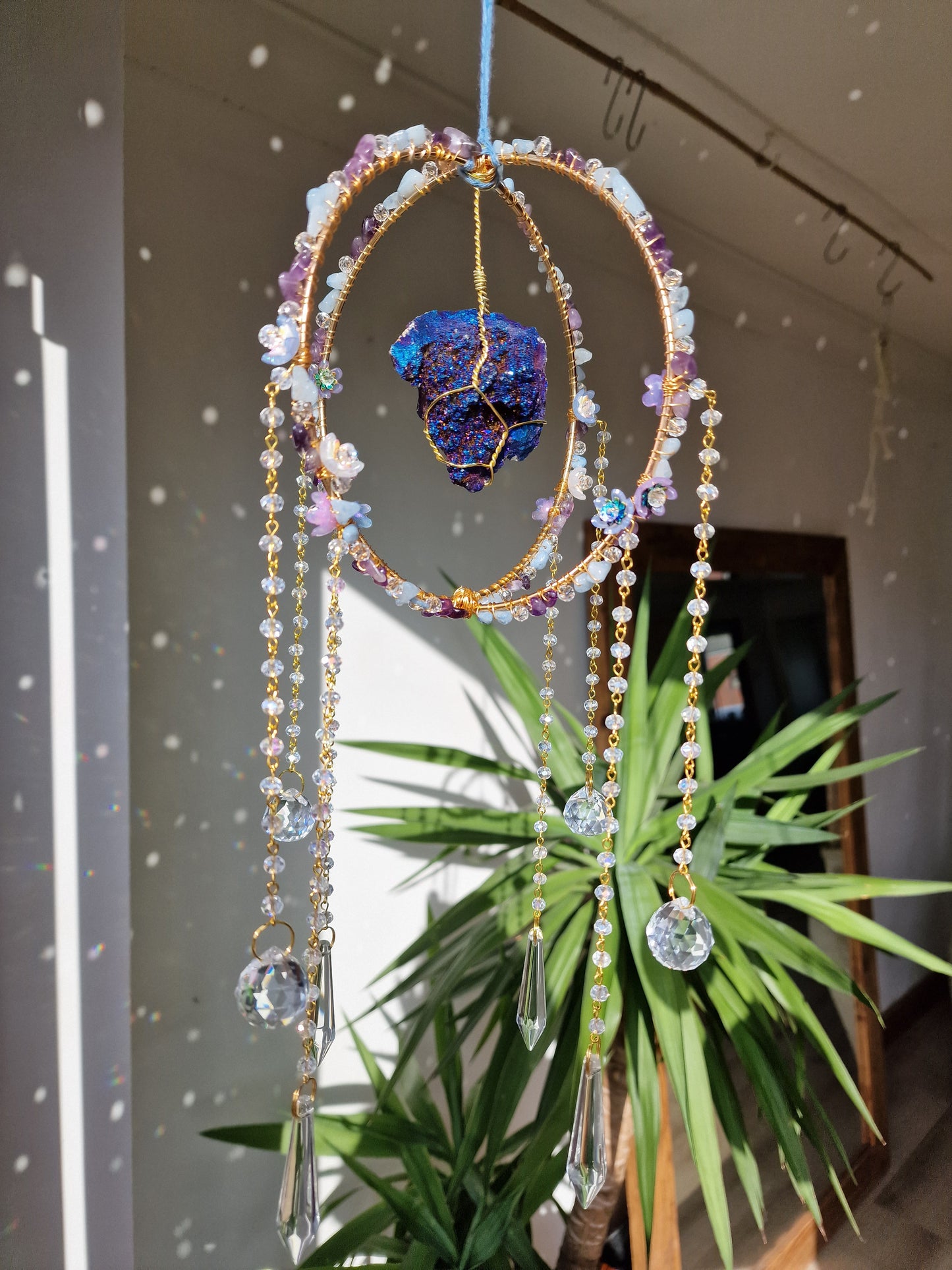 Crystal suncatcher with aura crystal - Twilight