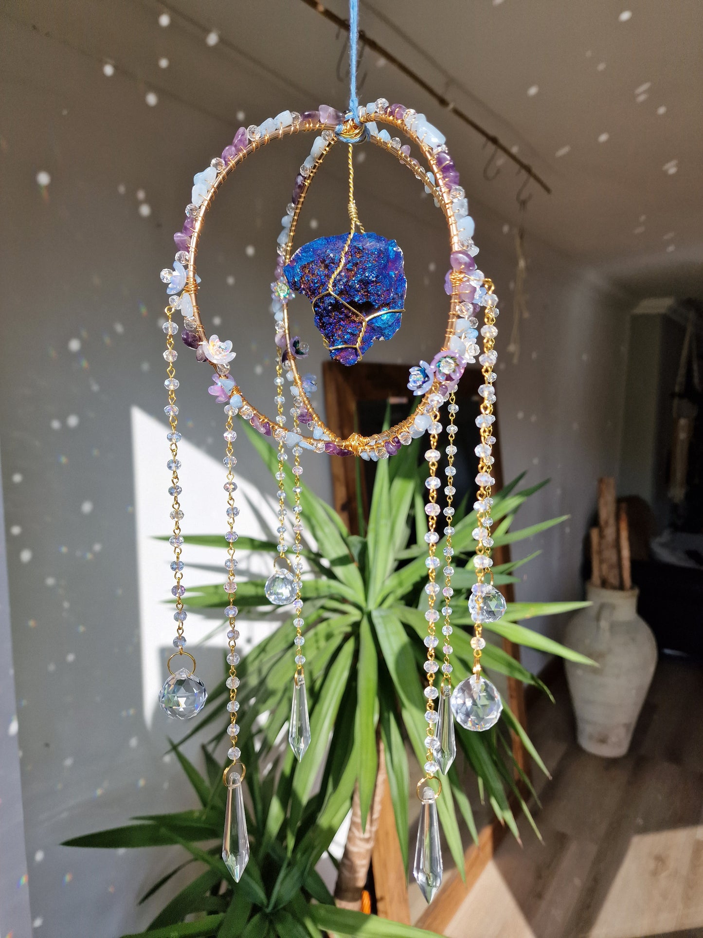 Crystal suncatcher with aura crystal - Twilight