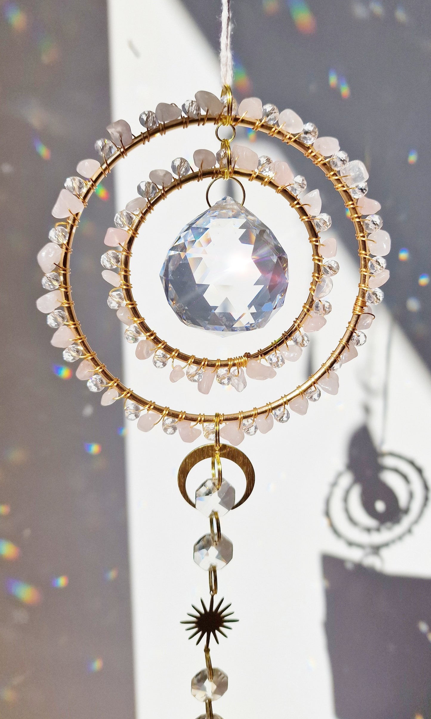 Crystal suncatcher rose quartz