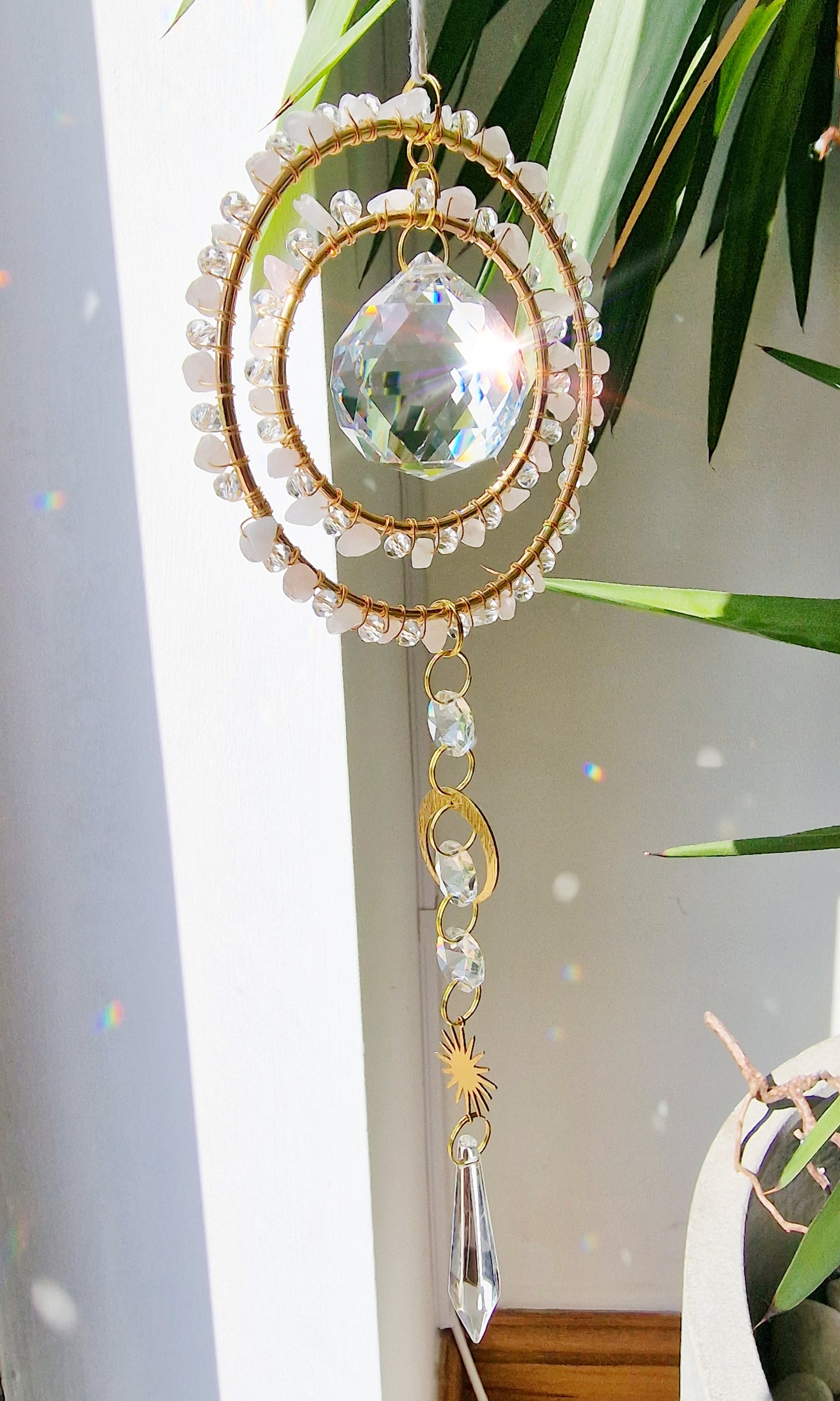 Crystal suncatcher rose quartz