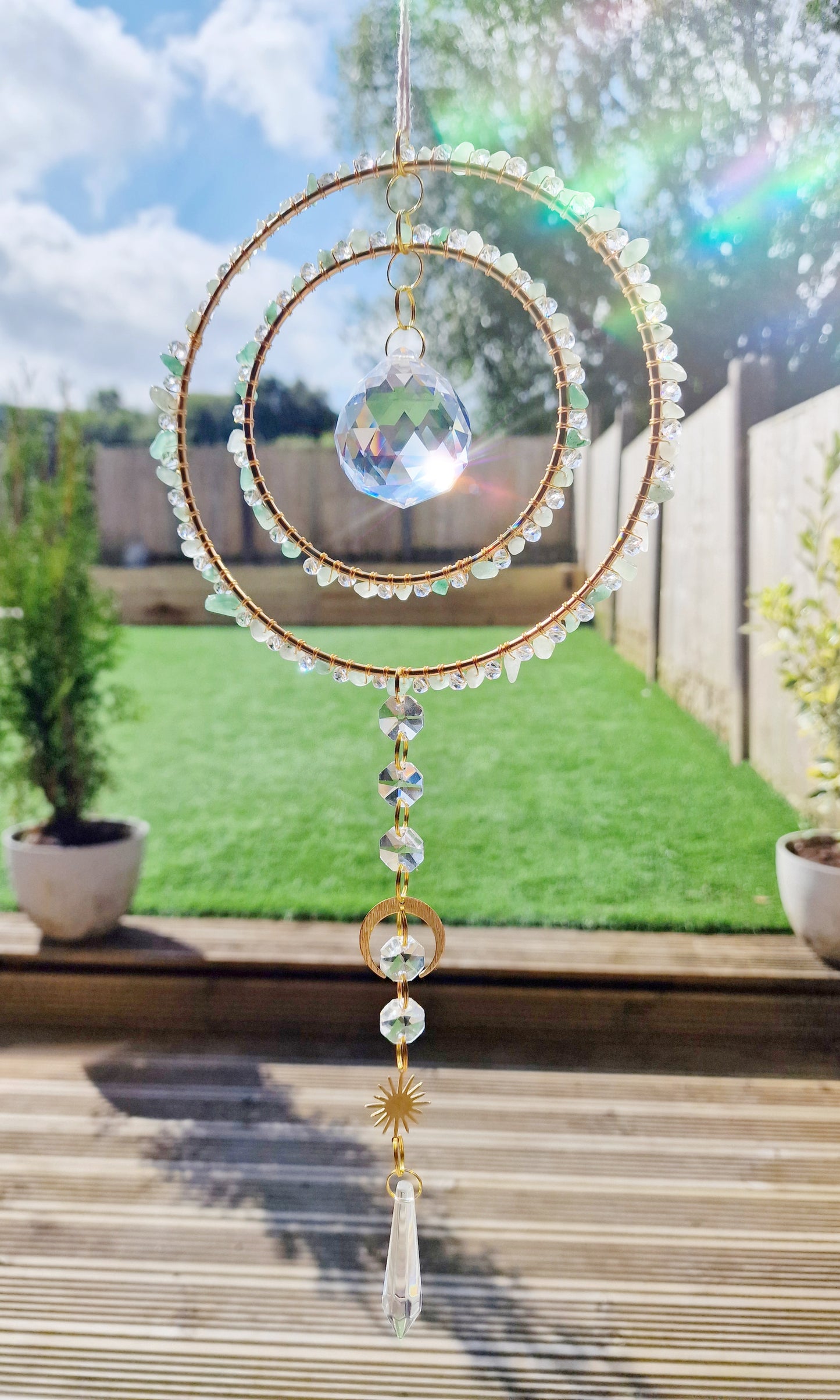 Crystal suncatcher adventurine 6 inch hoop