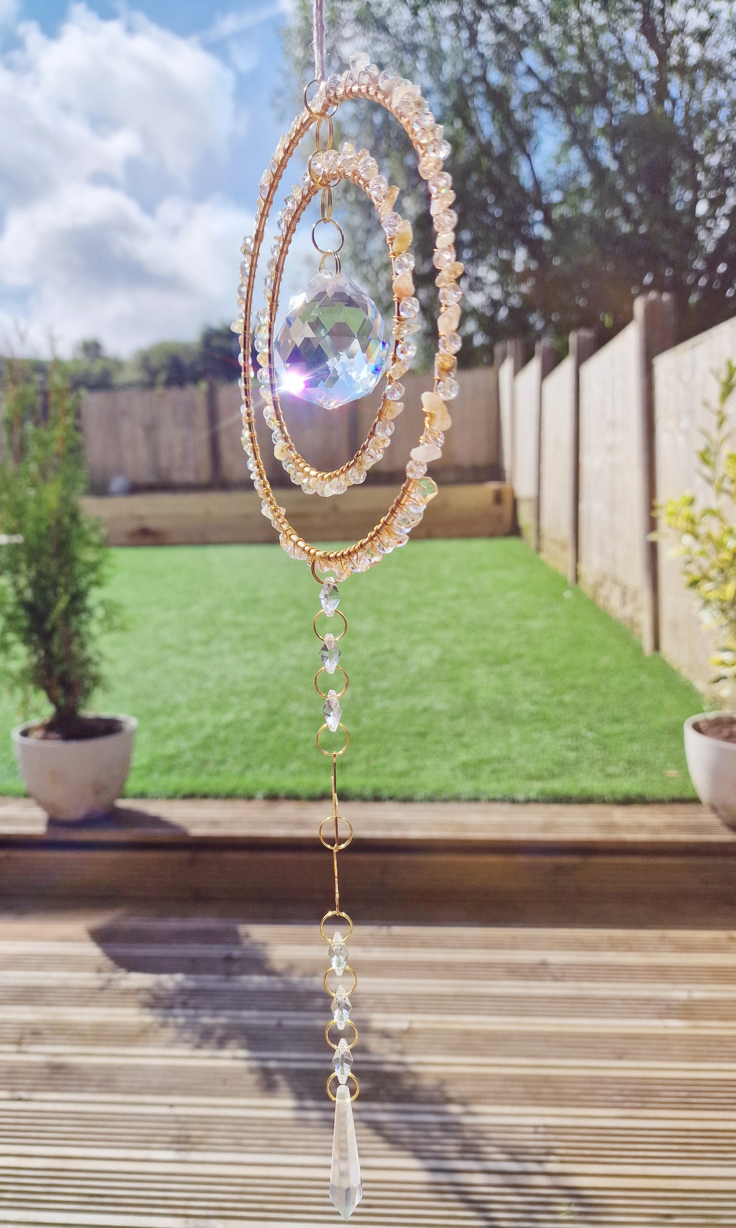 Crystal suncatcher citrine 6 inch hoop