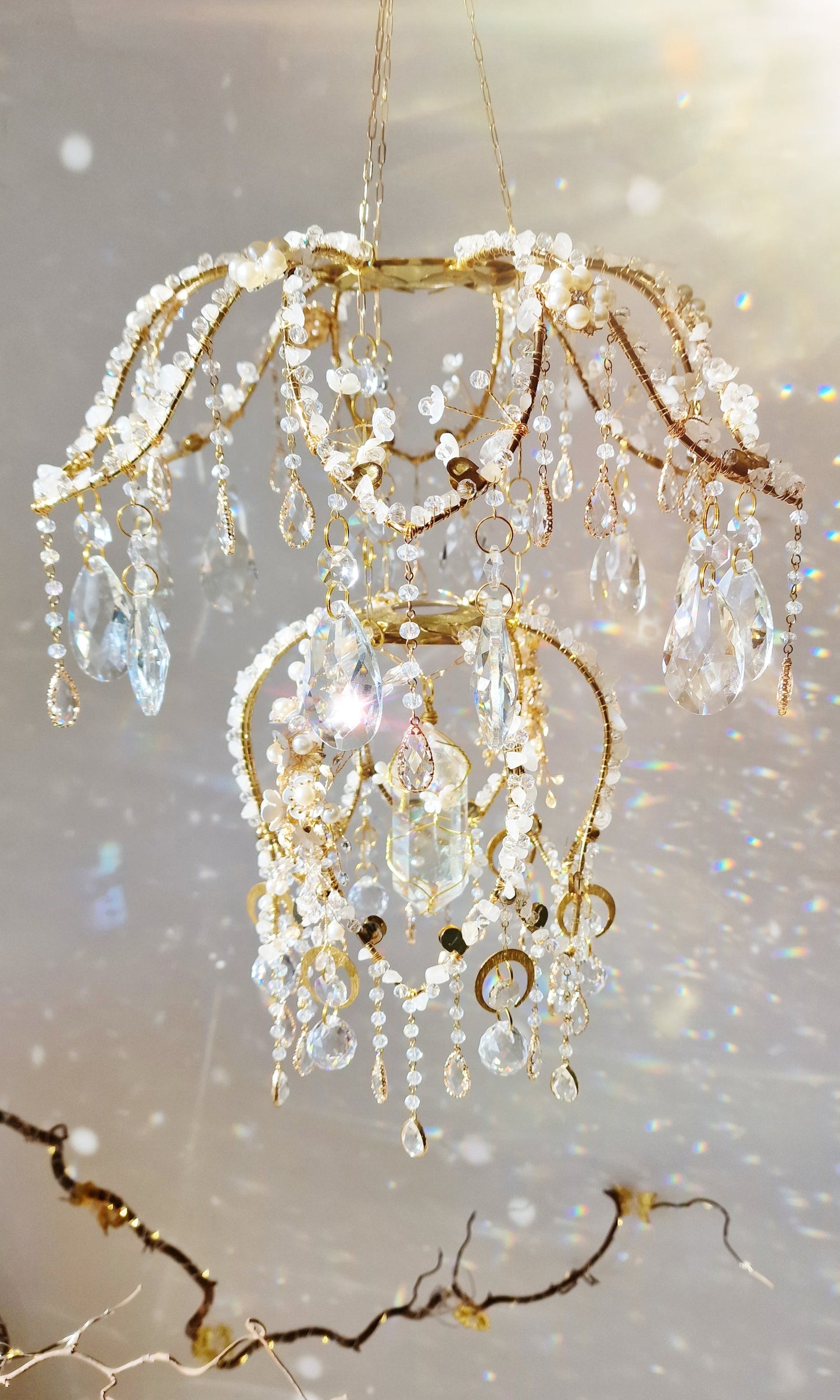 Lotus flower crystal suncatcher