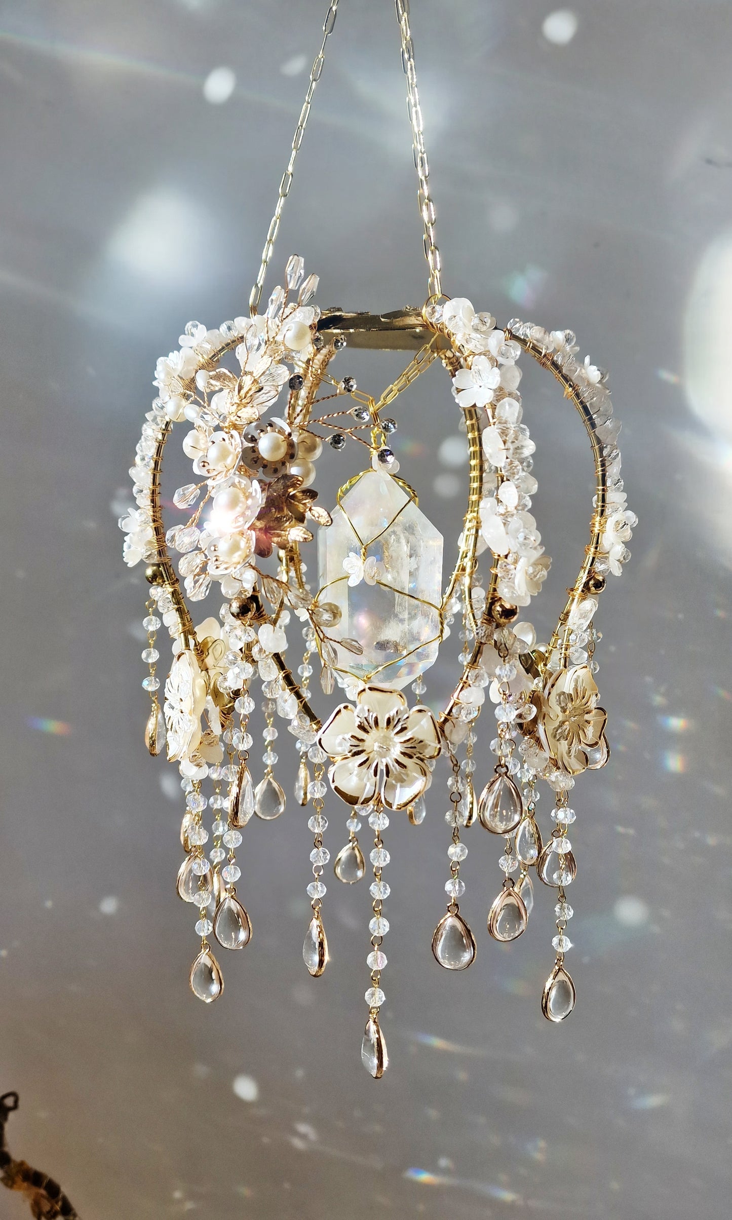 Floral crystal suncatcher
