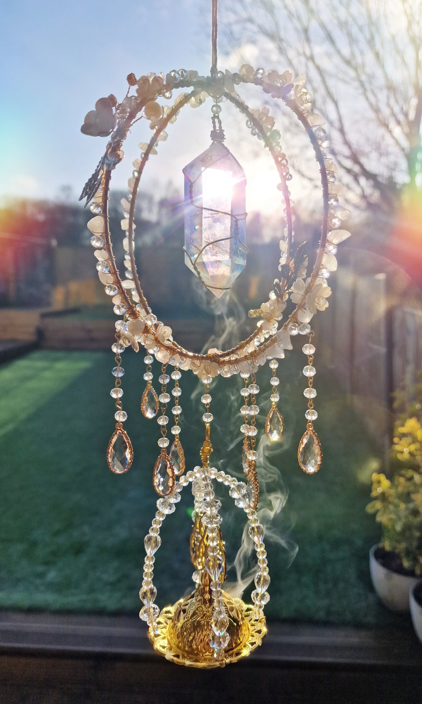Floral Balloon Insense suncatcher clear aura crystal - Colette