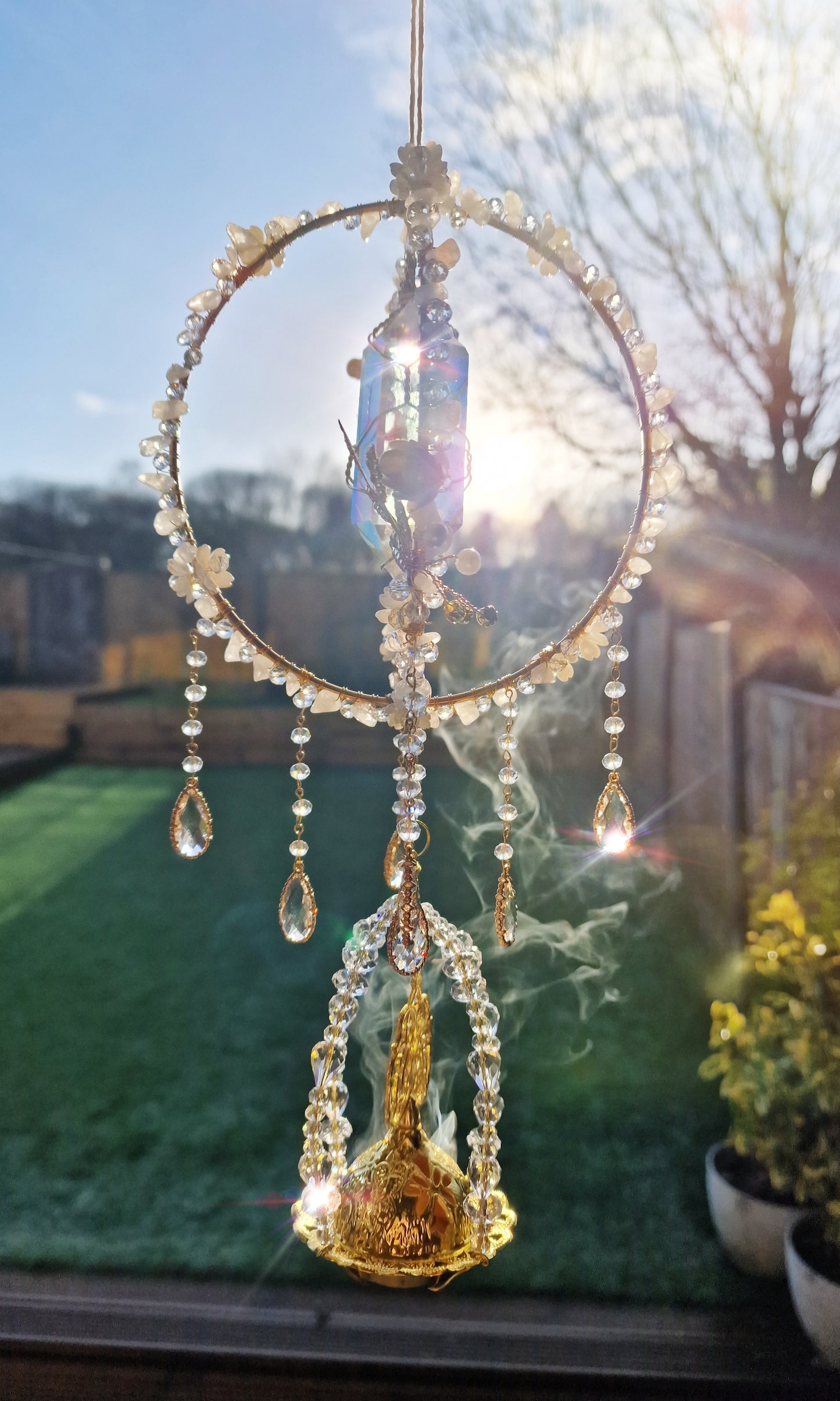 Floral Balloon Insense suncatcher clear aura crystal - Colette