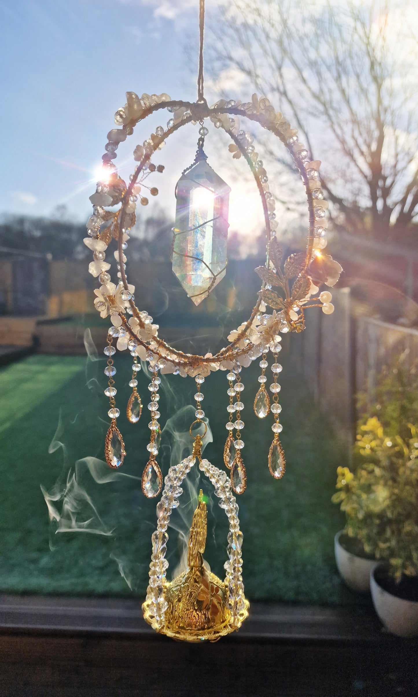 Floral Balloon Insense suncatcher clear aura crystal - Colette