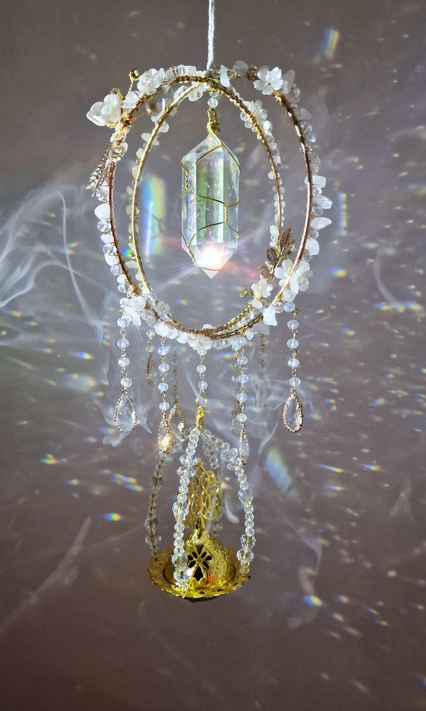 Floral Balloon Insense suncatcher clear aura crystal - Colette