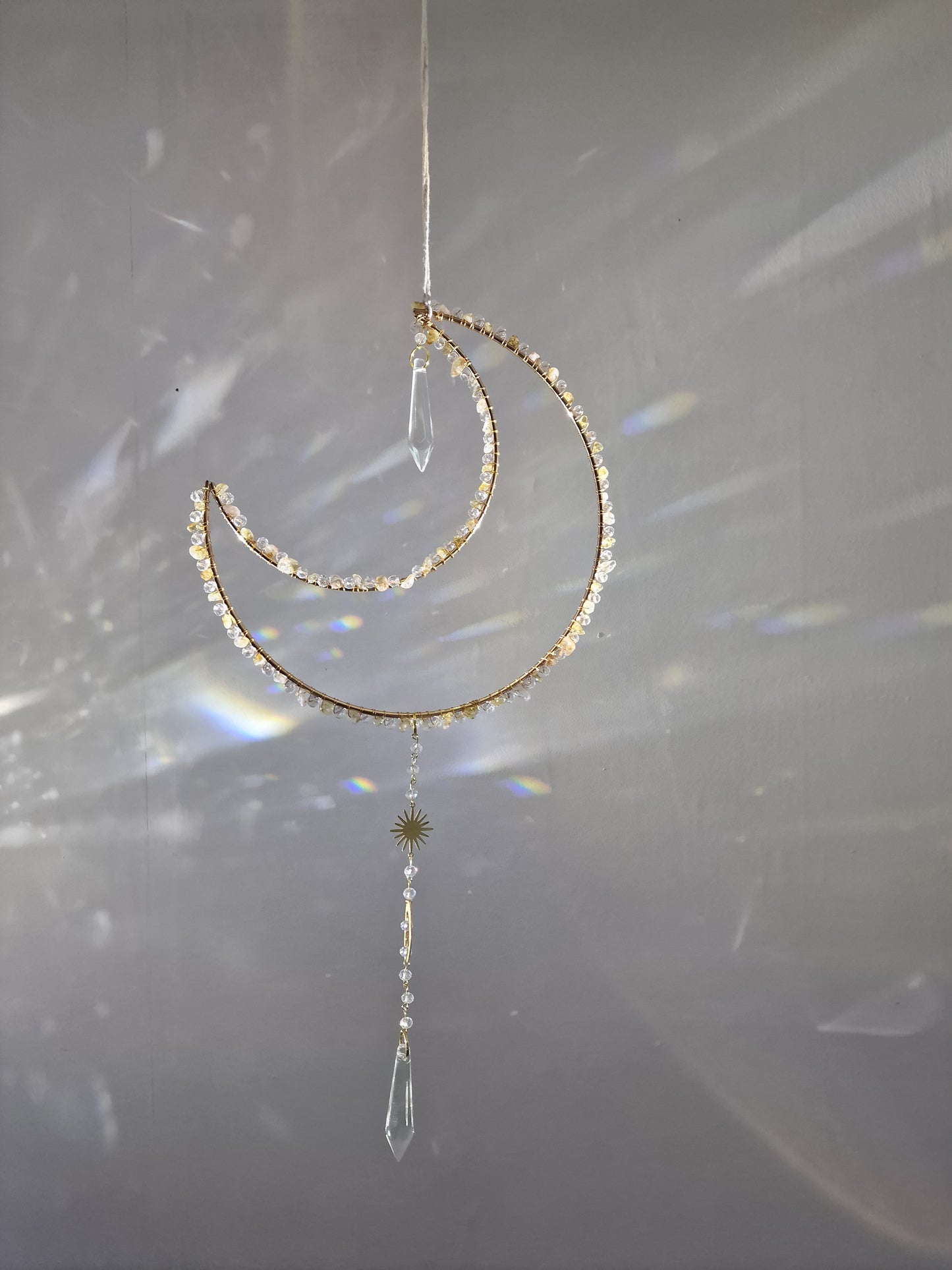 Moon suncatcher with crystal chips