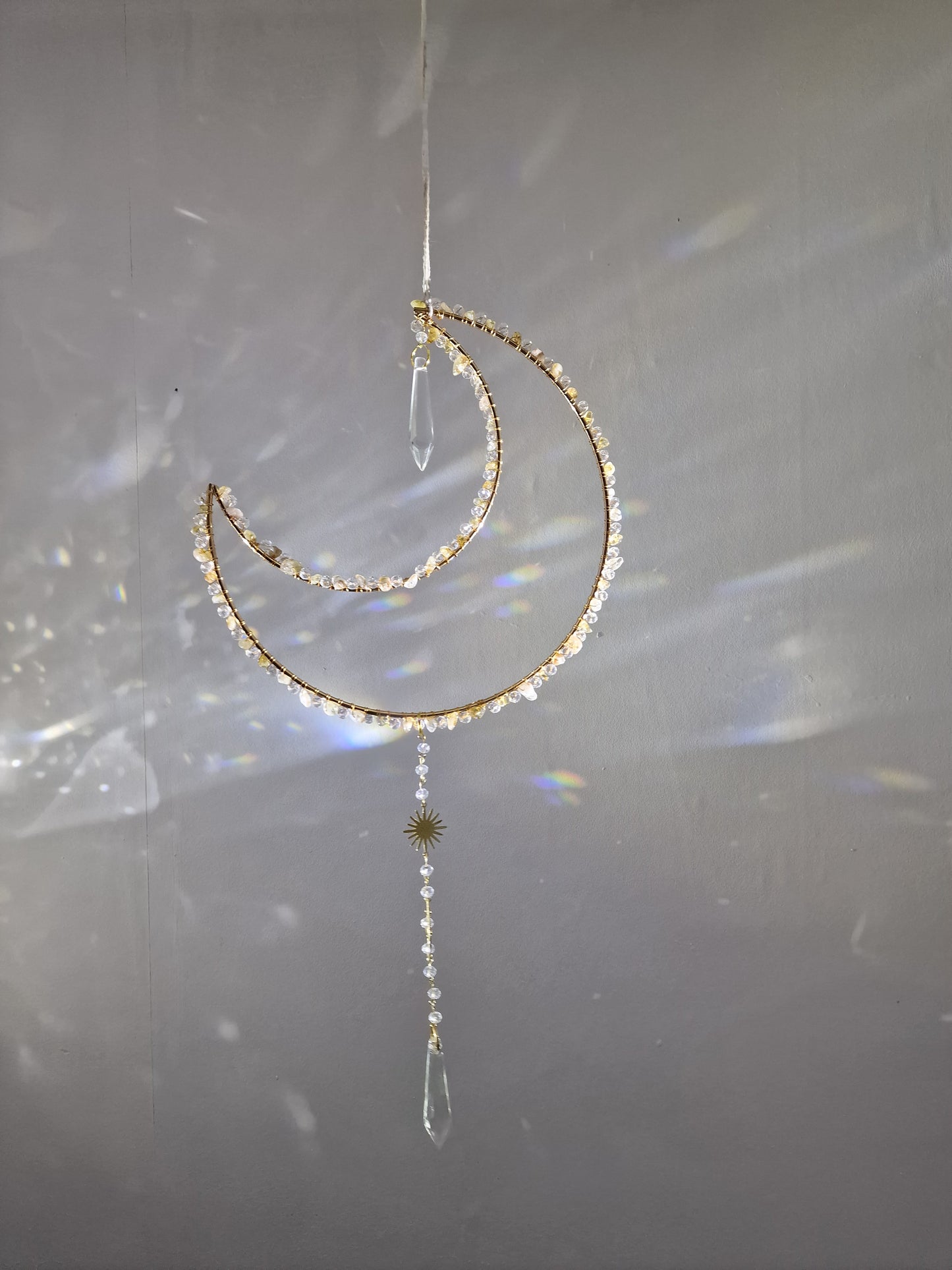 Moon suncatcher with crystal chips