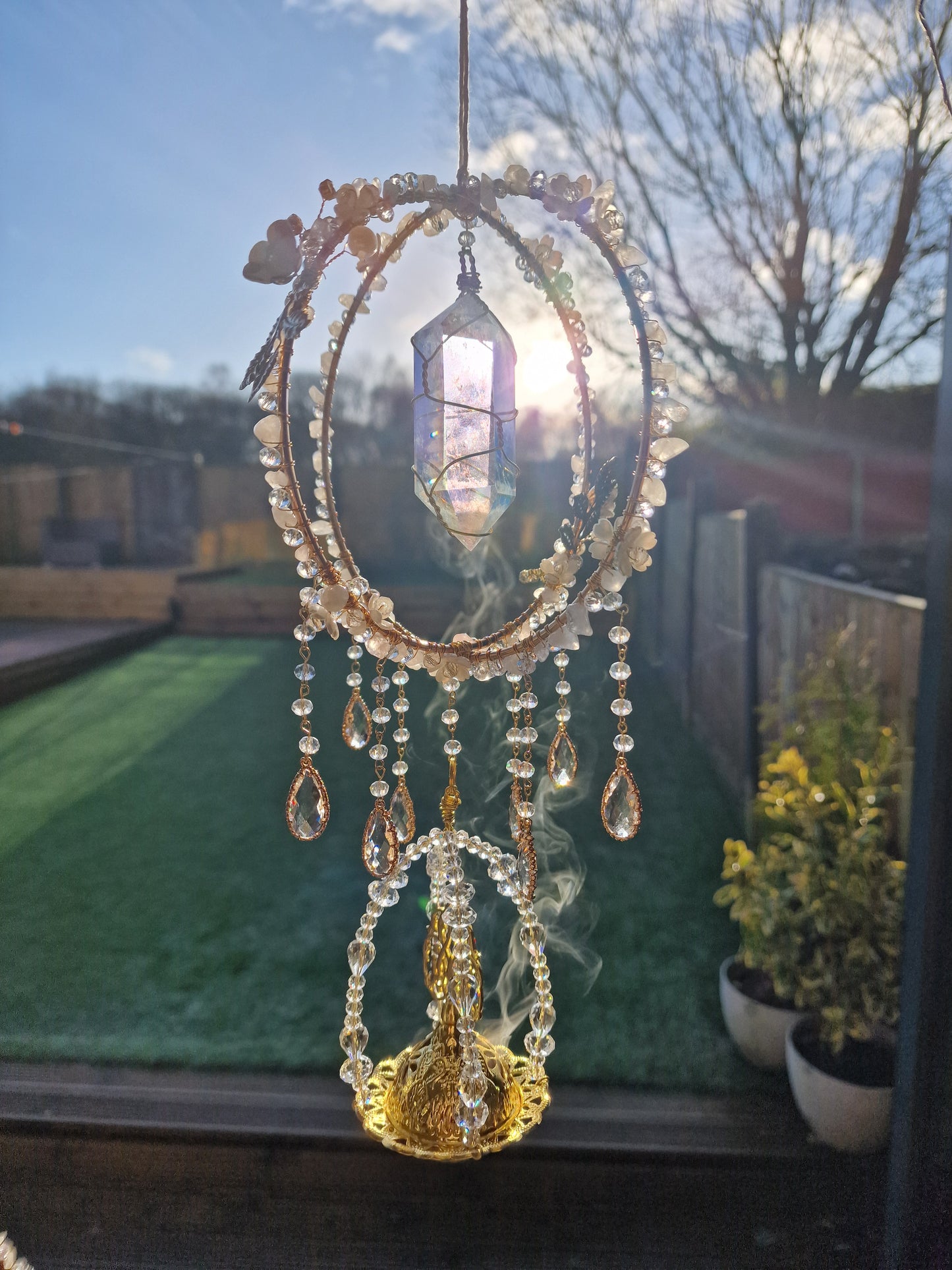 Floral Balloon Insense suncatcher clear aura crystal - Colette