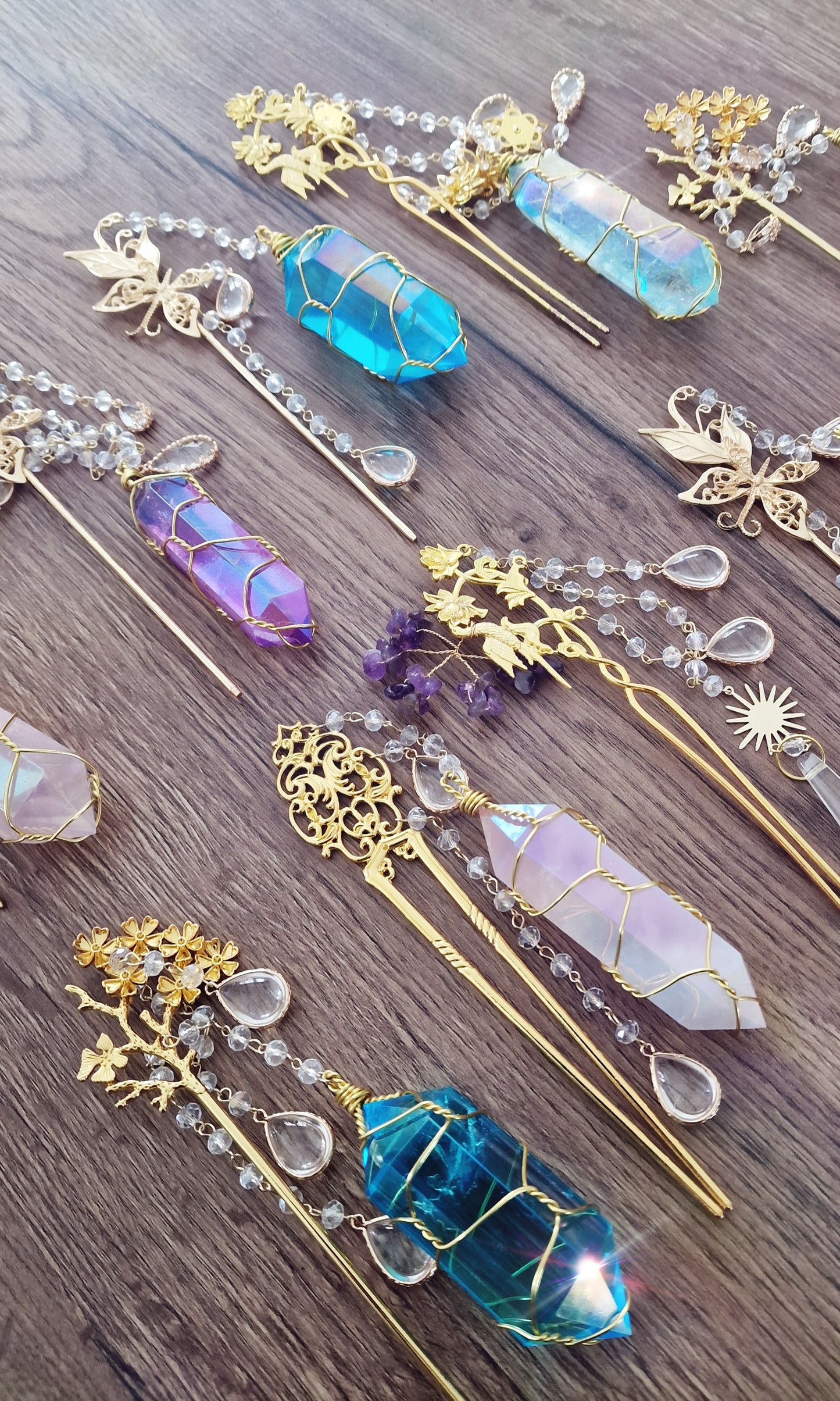 Suncatcher wand blue aura quartz bird