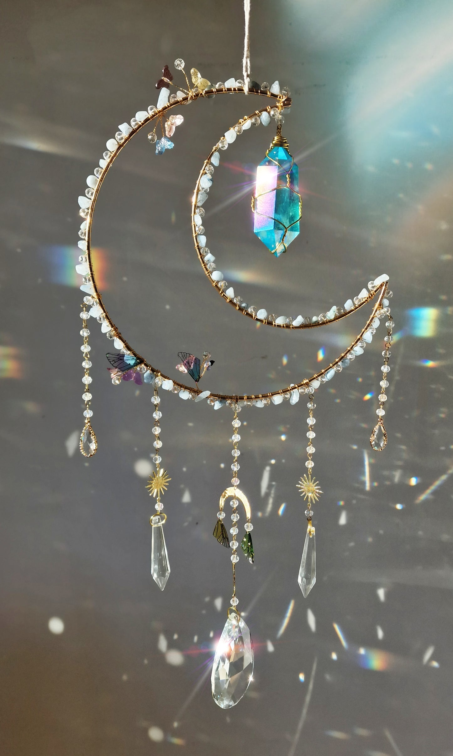 Moon Butterfly Fairy Suncatcher - Blue Morpho
