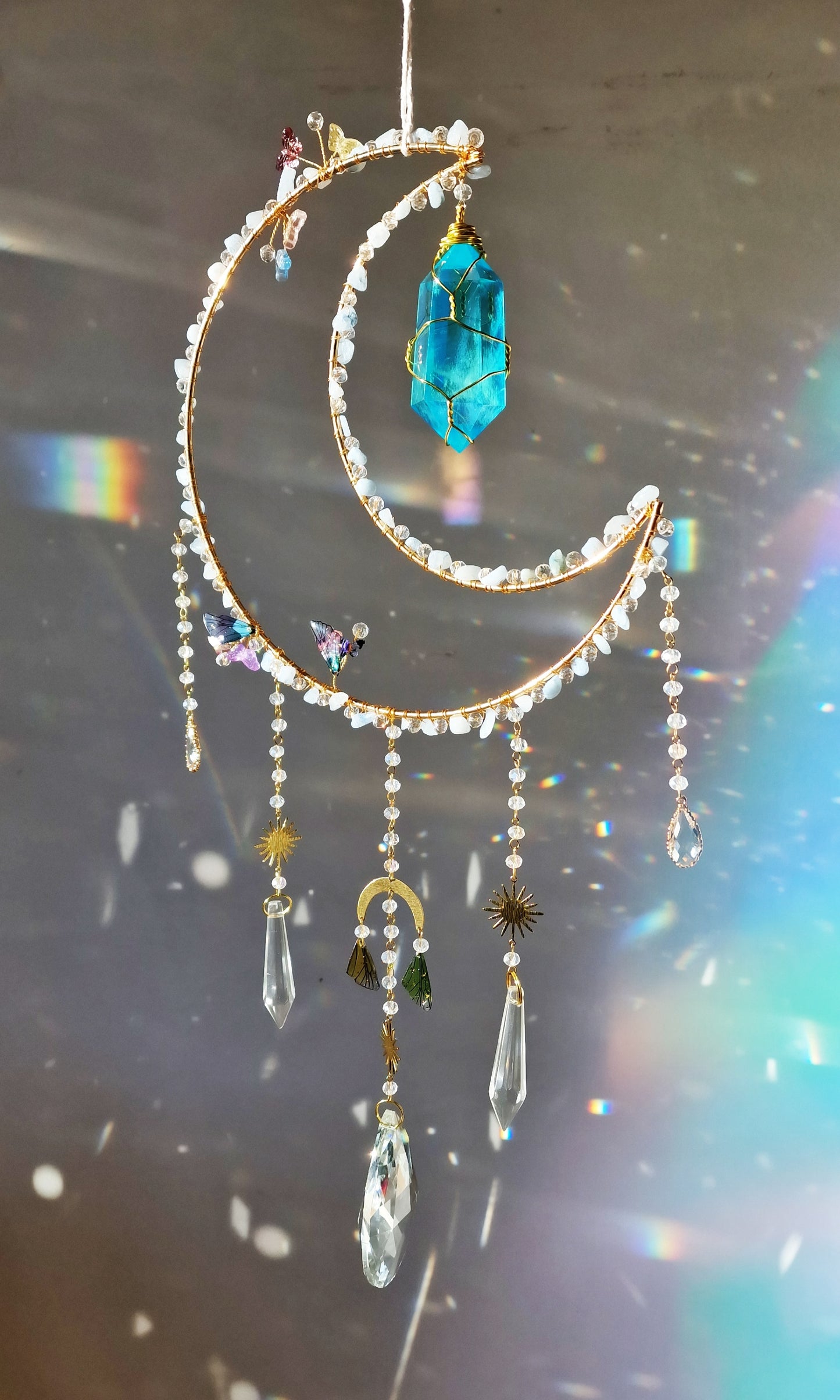 Moon Butterfly Fairy Suncatcher - Blue Morpho