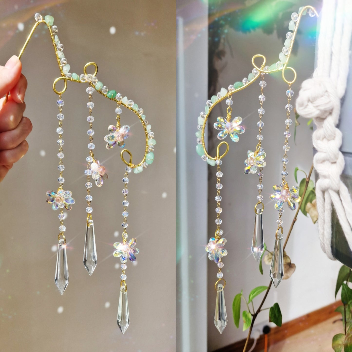 Crystal plant suncatcher wand - Ivy