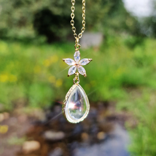 Wearable Flower Droplet Suncatcher – Necklace Only