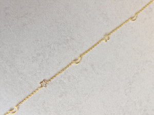 Moon and star charm chain golden
