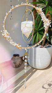Crystal floral suncatcher snow quartz - Sabrina