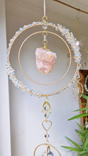 Load image into Gallery viewer, Crystal floral suncatcher rose quartz and aquamarine - Pavetta-