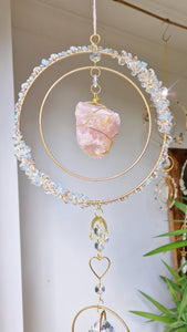 Crystal floral suncatcher rose quartz and aquamarine - Pavetta-