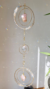 Crystal floral suncatcher rose quartz and aquamarine - Pavetta-
