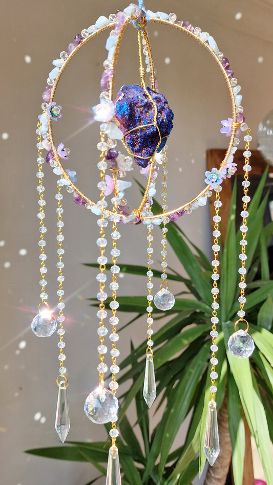 Crystal suncatcher with aura crystal - Twilight