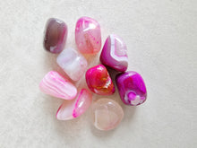 Load image into Gallery viewer, Pink banded agate tumble stone