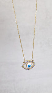 Evil eye necklace with simple chain