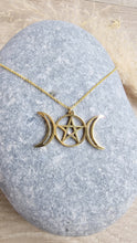 Load image into Gallery viewer, 3 phase moon necklace with simple chain