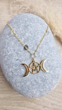 Load image into Gallery viewer, 3 phase moon necklace with moon and star chain
