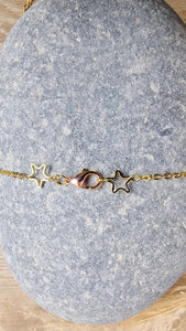 Moon necklace with moon and star chain