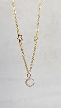 Load image into Gallery viewer, Moon necklace with moon and star chain