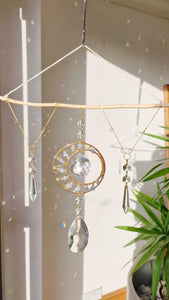 DIY driftwood moon and star crystal suncatcher