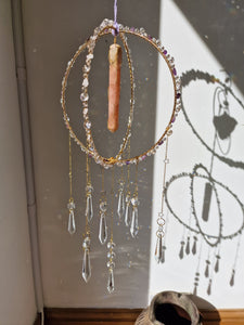 Crystal pink amethyst orb suncatcher - Falka