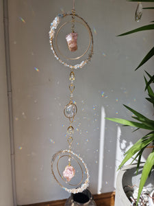 Crystal floral suncatcher rose quartz and aquamarine - Pavetta-