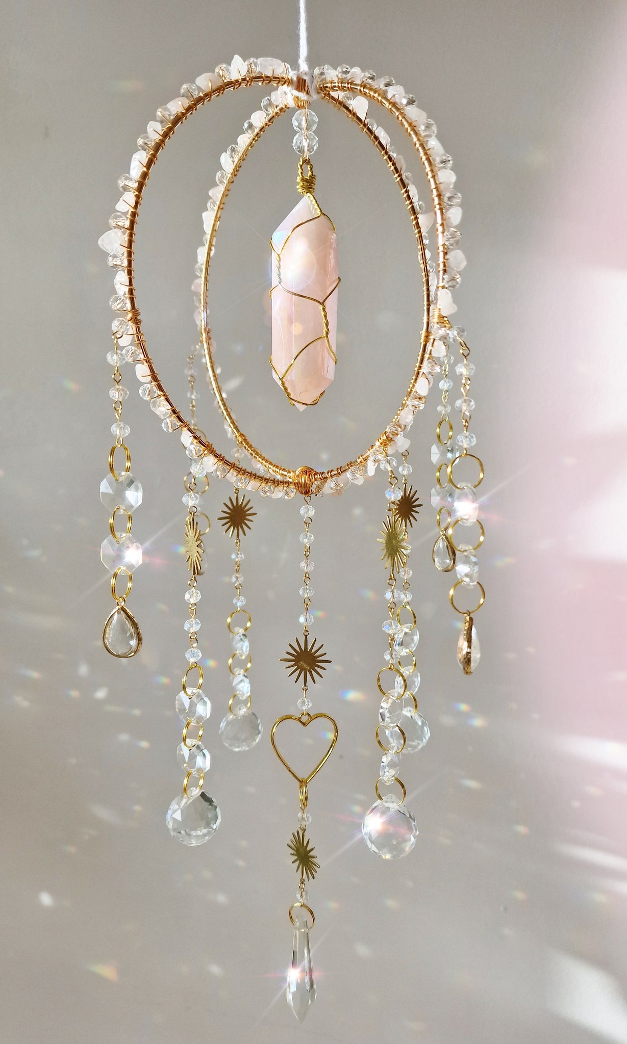 Aura rose quartz Suncatcher orb Nesta Vanir Creations
