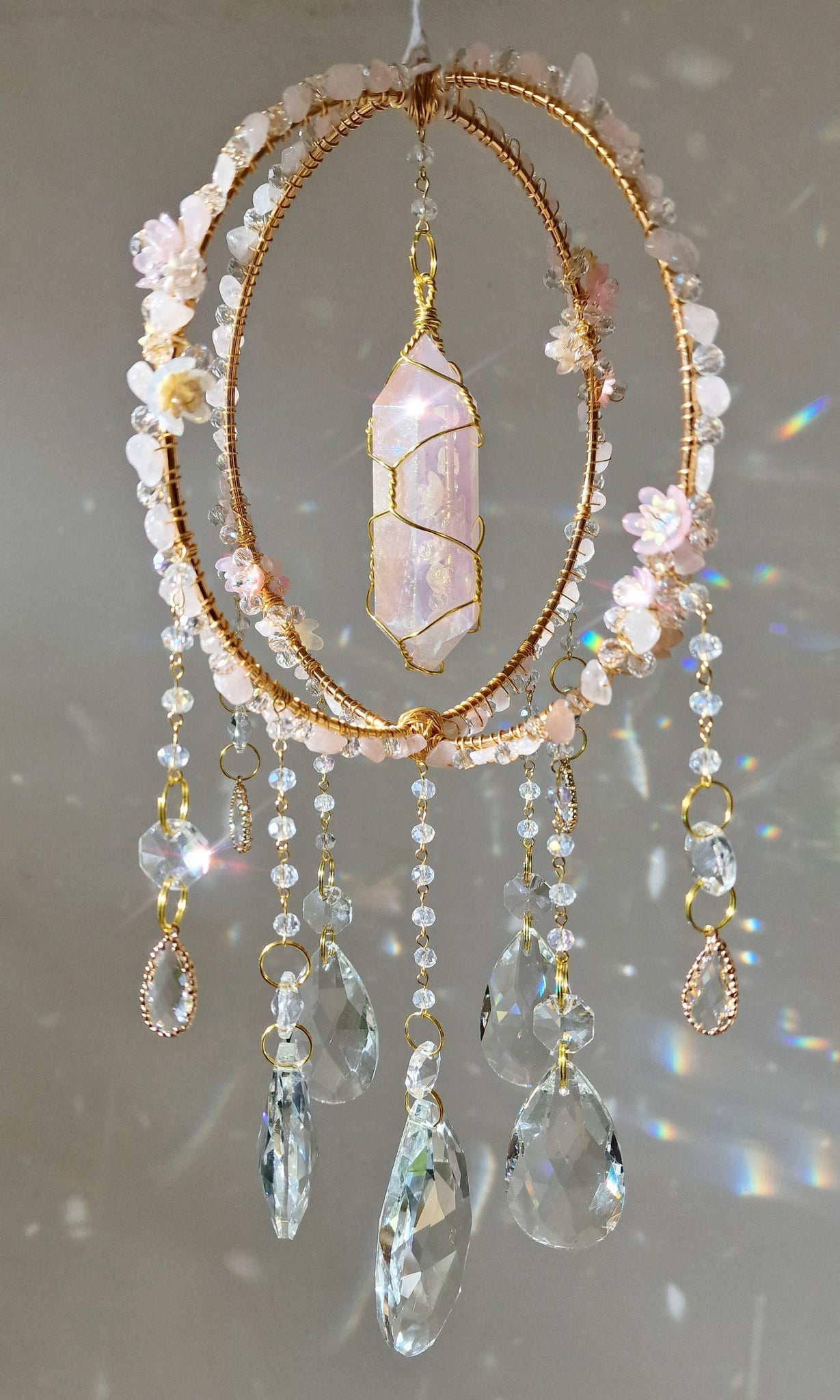 Floral crystal suncatcher orb Quinn Vanir Creations