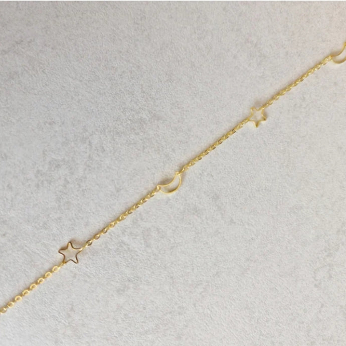 Moon and star charm chain golden