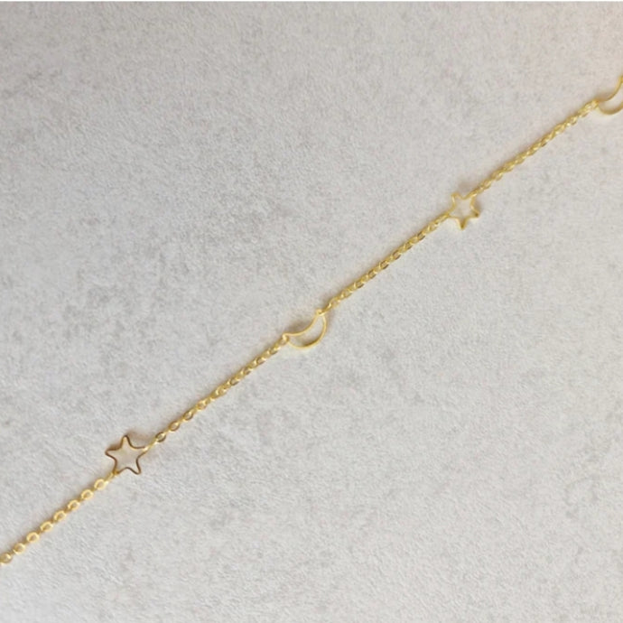 Moon and star charm chain golden