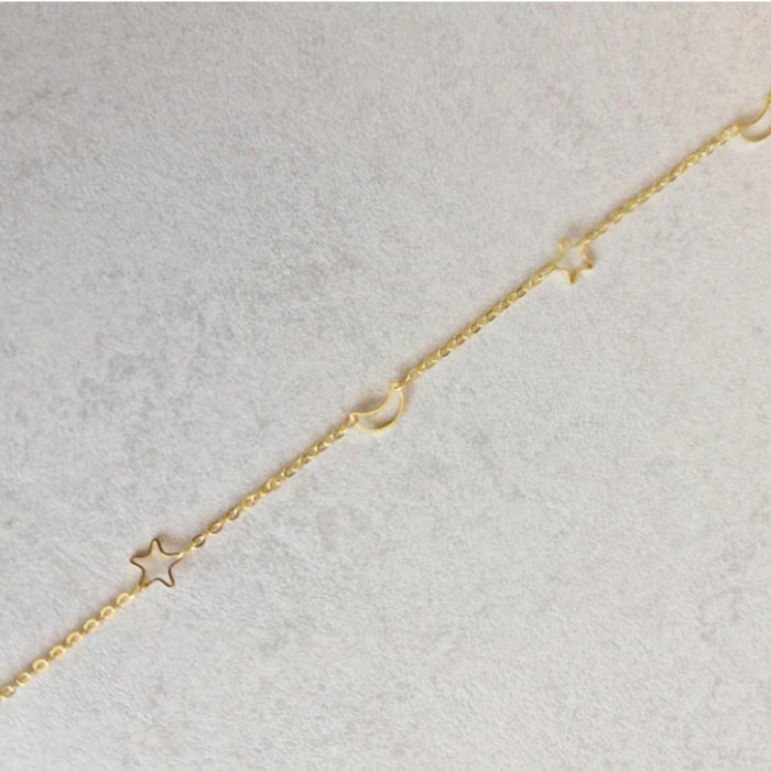 Moon and star charm chain golden