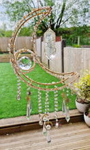 Load image into Gallery viewer, Crescent moon crystal suncatcher with citrine and aura quartz - Danika