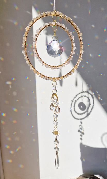 Crystal suncatcher rose quartz and citrine