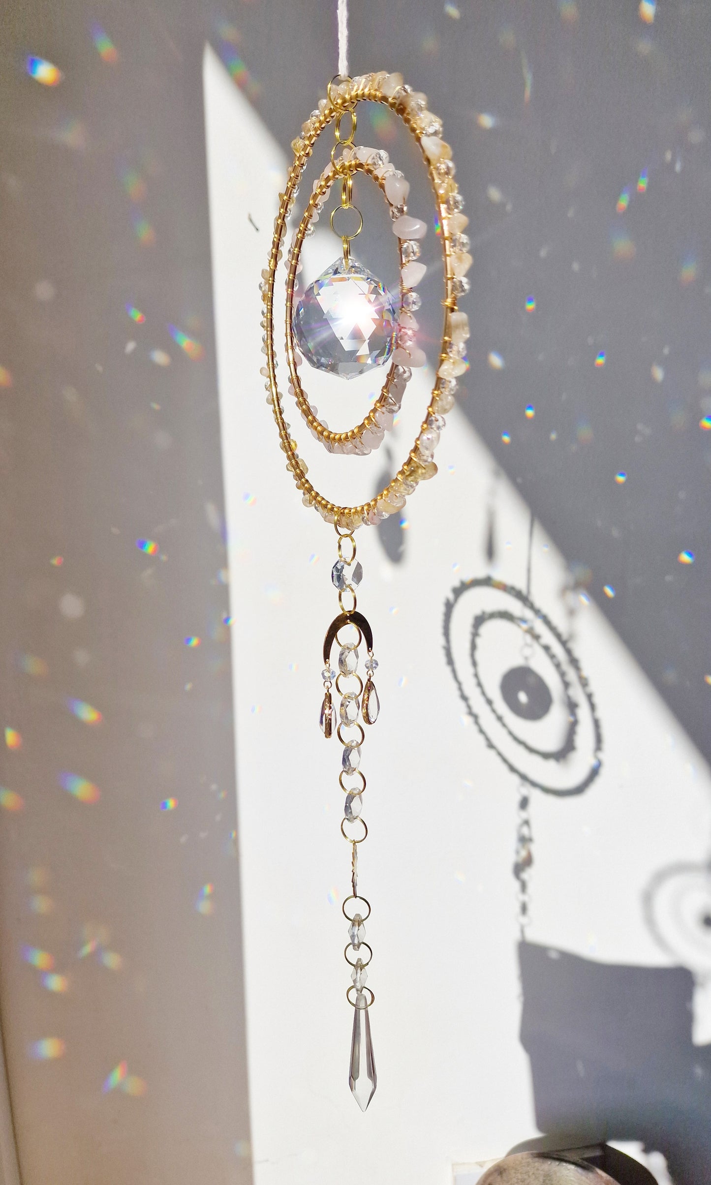 Crystal suncatcher rose quartz and citrine