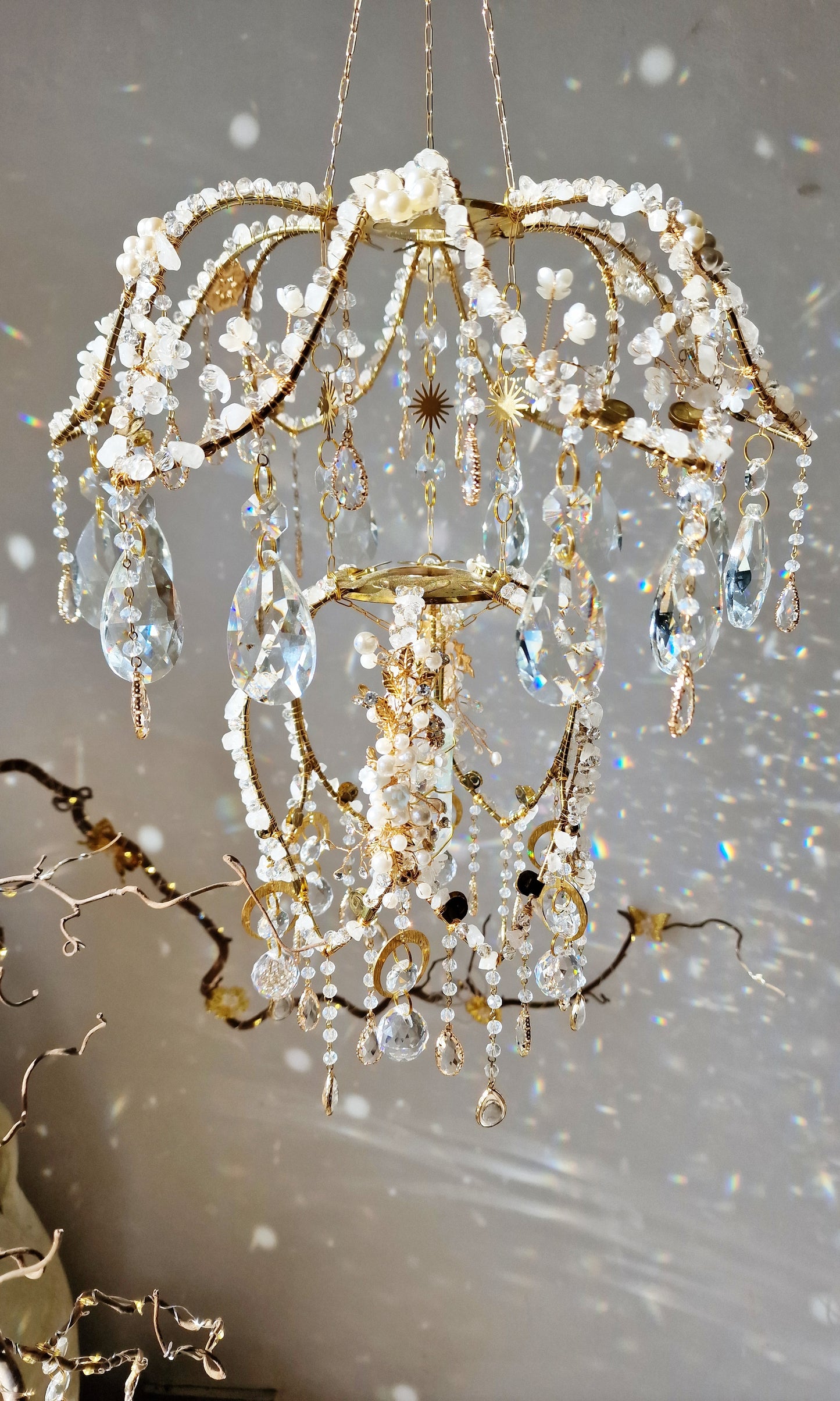 Lotus flower crystal suncatcher