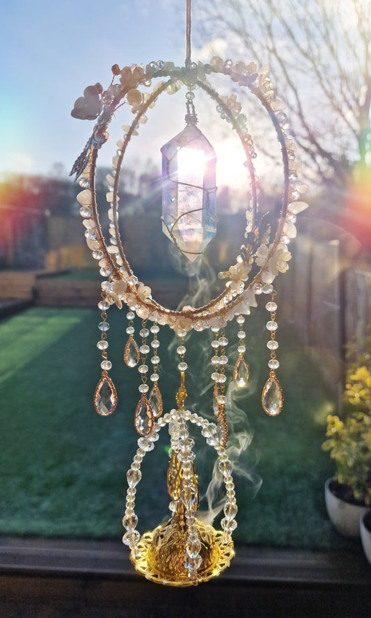 Floral Balloon Insense suncatcher clear aura crystal - Colette