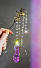 Load image into Gallery viewer, NEW suncatcher wand purple aura quartz butterfly