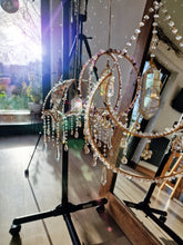 Load image into Gallery viewer, Crystal suncatcher lampshade with clear quartz and aura point crystals - Morning Ember