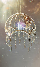 Load image into Gallery viewer, Crystal suncatcher lampshade with clear quartz and aura point crystals - Morning Ember